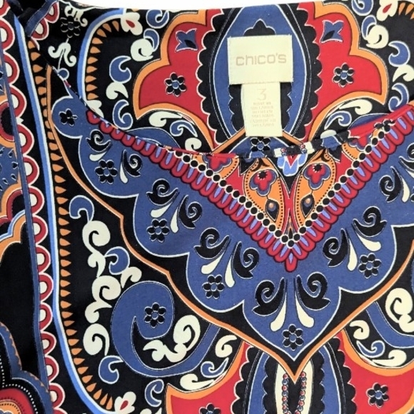 Chico's Vibrant Paisley Shift Dress, Size 3 - Picture 3 of 3